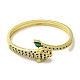 Brass Pave Green Cubic Zirconia Leopard Hinged Bangle for Women(BJEW-K246-02G)-2