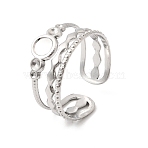 304 Stainless Steel Ring Components, Pad Ring Setting, Flat Round, Stainless Steel Color, 9.5mm, 18mm, Tray Size: 4mm, Fit for 1~1.8mm Rhinestone(RJEW-P188-01B-P)