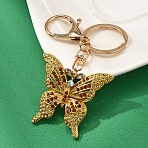 Butterfly Alloy Rhinestone Keychain, with Iron Rings and Alloy Clasp, 9.6cm(KEYC-YW00114-02)