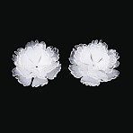 Heat Shrink Acrylic Bead Caps, Multi-Petal Flower, White, 41~46x15~17mm, Hole: 1.4~1.6mm(OACR-N155-02A)