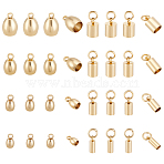 32Pcs 8 Style 201 Stainless Steel Cord Ends, End Caps, Column & Barrel, Golden, 4pcs/style(STAS-UN0027-12)
