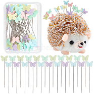 DIY Jewelry Making Kit, Including 1Pc Hedgehog Shaped Cotton Needle Cushion, Velet Cloth Needle Holder Pillow, 50Pcs Butterfly Iron Head Pins, Mixed Color, 115x100x97mm(DIY-GF0004-40)