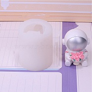 DIY Silicone Molds, Resin Casting Molds, Clay Craft Mold Tools, Astronaut with Flower, White, 60x65mm(DIY-P026-04)