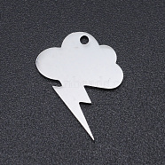 201 Stainless Steel Laser Cut Pendants, Rain cloud, Stainless Steel Color, 19x15x1mm, Hole: 1.4mm(STAS-S105-T899-1)