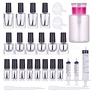 Manicure Tool Set, with Glass Nail Polish Empty Bottle, Syringe, Plastic Funnel Hopper, Eye Dropper, Empty Plastic Press Pump, 304 Stainless Steel Beads, Clear(MRMJ-BC0001-81)