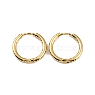 Ion Plating(IP) 304 Stainless Steel Huggie Hoop Earrings, Real 18K Gold Plated, 12 Gauge, 16x2mm, Pin: 1mm(EJEW-M218-04B-G)