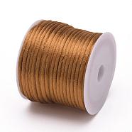 Nylon Cord, Satin Rattail Cord, for Beading Jewelry Making, Chinese Knotting, Chocolate, 1mm, about 32.8 yards(30m)/roll(NWIR-L006-1mm-30)
