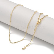 Brass Satellite Chain Necklaces, with Beads, Real 16K Gold Plated, 18.50 inch(47cm)(KK-H503-36G)