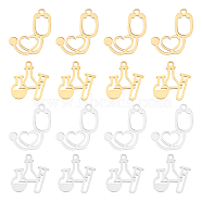 DICOSMETIC 16Pcs 4 Style 201 Stainless Steel Charms, Laser Cut, Medical Items & Stethoscope, Golden & Stainless Steel Color, 4pcs/style(STAS-DC0006-17)
