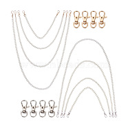 8Pcs 8 Styles White Acrylic Round Beads Bag Handles, with Zinc Alloy Swivel Clasps and Steel Wire, for Bag Replacement Accessories, Mixed Color, 1pc/style(FIND-TA0001-40)