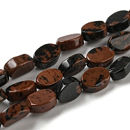 Natural Mahogany Obsidian Beads Strands, Flat Oval, 6~6.5x4~4.5x2.5mm, Hole: 0.6mm, about 64pcs/strand, 15.94''(40.5cm)(G-M420-H08-03)