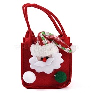 Non-woven Fabrics Christmas Santa Cluas Candy Gift Tote Bags, Apple Basket for Christmas Tree Ornament, Red, 21cm, Unfold: 10x10x10cm(ABAG-C011-01A)