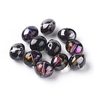 Half Plated Crystal Glass Oval Beads, Black Plated, 13x16mm, Hole: 1mm(X-EGLA-F027-C01)