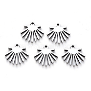201 Stainless Steel Charms, Laser Cut, Fan, Stainless Steel Color, 13x13x1mm, Hole: 1.2mm(STAS-N092-89)