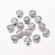 Tibetan Style Alloy Beads, Flat Round, Antique Silver, Lead Free & Cadmium Free & Nickel Free, 7x7x3mm, Hole: 1.5mm(X-LF10856Y-NF)