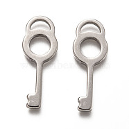 201 Stainless Steel Pendants, Key, Stainless Steel Color, 32x12x2mm, Hole: 6.5x2.5mm(STAS-H125-27P)