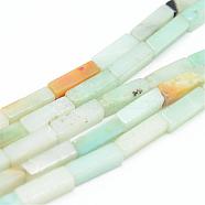Natural Flower Amazonite Bead Strands, Cuboid, 13~14x4~5x4~5mm, Hole: 1mm, about 29~31pcs/strand, 15.3 inch(G-R299-23)
