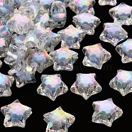 Transparent Acrylic Beads, Bead in Bead, AB Color, Faceted, Star, Cornflower Blue, 14x15x8.5mm, Hole: 2mm, about 518pcs/500g(TACR-S152-02D-SS2113)
