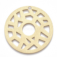 Aluminium Big Pendants, Laser Cut Big Pendants, Flat Round, Golden, 50x1mm, Hole: 3mm(ALUM-T001-41G)