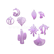 Spray Painted Alloy Charms, Flower & Leaf & Bowknot & Cactus & Moon, Medium Purple, 21~44.5x15~33.5x1~2.5mm, Hole: 1.2~1.5mm, 18pcs/set(PALLOY-P291-19M-02)