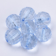 Transparent Acrylic Beads, Faceted, Round, Light Steel Blue, 8x8mm, Hole: 1.5mm, about 177pcs/50g(X-TACR-Q254-8mm-V41)