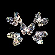 Transparent Acrylic Beads, UV Plating Iridescent, Butterfly, 22x25.5x9.5mm, Hole: 1.8mm(MACR-K358-09B)