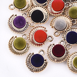 UV Plating Acrylic Pendants, Flocky, Half Round, Mixed Color, Light Gold, 21.5x19x11mm, Hole: 3mm(X-FIND-T046-46LG)