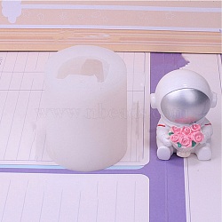 DIY Silicone Molds, Resin Casting Molds, Clay Craft Mold Tools, Astronaut with Flower, White, 60x65mm(DIY-P026-04)