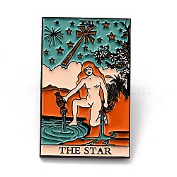 Fashion Tarot Card Enamel Pin, Rectangle Alloy Brooch for Backpack Clothes, Electrophoresis Black, The Star XVII, 30x19x2mm(JEWB-Z002-01A-01)
