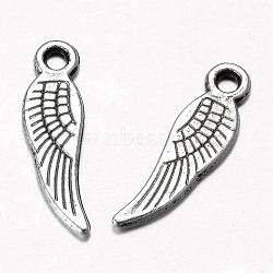 Tibetan Style Alloy Pendants, Wing, Antique Silver, 18x5x1mm, Hole: 2mm(PALLOY-N0115-001AS)