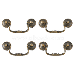 Zinc Alloy Swing Cabinet Handles, with Screws, Antique Bronze, 38x92x8.5mm(AJEW-WH0471-149AB)