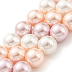 Electroplated Natural Shell Beads Strands, Imitation Pearl, Dyed, Round, Plum, 8mm, Hole: 0.8mm, about 52pcs/strand, 15.94 inch(40.5cm)(SHEL-F008-03B-06)