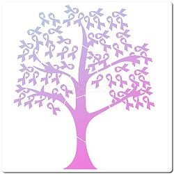 PET Plastic Drawing Painting Stencils Templates, Square, White, Tree Pattern, 30x30cm(DIY-WH0244-099)