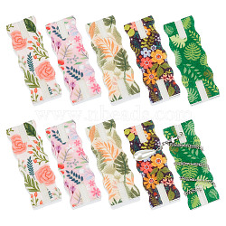 5Pcs 5 Styles Portable Felt Floral Printed Necklace Tangle-Free Display Stands, Rectangle, Mixed Color, 6.4x2.35x0.4cm, 1pc/style(AJEW-WH0678-73A)