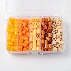 Melty Beads PE DIY Fuse Beads Refills for Kids, Tube, Gradual Yellow Color, 8.5~9x9~9.5mm, about 68pcs/compartment, 340pcs/box(DIY-X0244-02-B)