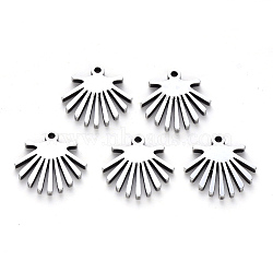 Tarnish Resistant 201 Stainless Steel Charms, Laser Cut, Fan, Stainless Steel Color, 13x13x1mm, Hole: 1.2mm(STAS-N092-89)