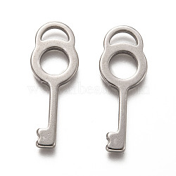 Non-Tarnish 201 Stainless Steel Pendants, Key, Stainless Steel Color, 32x12x2mm, Hole: 6.5x2.5mm(STAS-H125-27P)