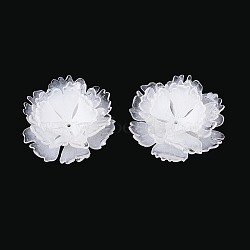 Heat Shrink Acrylic Bead Caps, Multi-Petal Flower, White, 41~46x15~17mm, Hole: 1.4~1.6mm(OACR-N155-02A)
