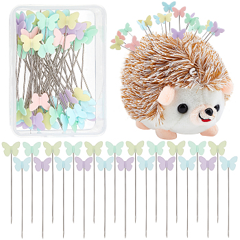 DIY Jewelry Making Kit, Including 1Pc Hedgehog Shaped Cotton Needle Cushion, Velet Cloth Needle Holder Pillow, 50Pcs Butterfly Iron Head Pins, Mixed Color, 115x100x97mm