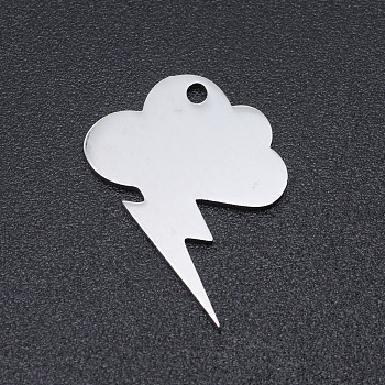 201 Stainless Steel Laser Cut Pendants, Rain cloud, Stainless Steel Color, 19x15x1mm, Hole: 1.4mm