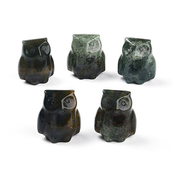 Natural Indian Agate Owl Display Decorations, Figurine Home Decoration, Feng Shui Energy Stone Gift for Home Office Desktop Decoration, 25~27x22~24x17~19mm