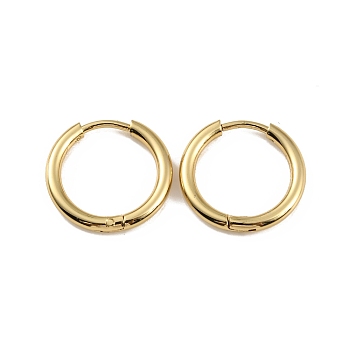 Ion Plating(IP) 304 Stainless Steel Huggie Hoop Earrings, Real 18K Gold Plated, 12 Gauge, 16x2mm, Pin: 1mm