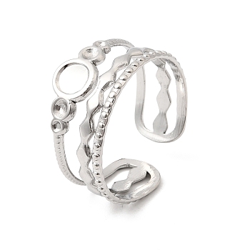 304 Stainless Steel Ring Components, Pad Ring Setting, Flat Round, Stainless Steel Color, 9.5mm, 18mm, Tray Size: 4mm, Fit for 1~1.8mm Rhinestone