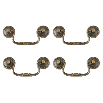 Zinc Alloy Swing Cabinet Handles, with Screws, Antique Bronze, 38x92x8.5mm