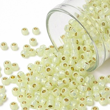 TOHO Round Seed Beads, Japanese Seed Beads, (PF2109) PermaFinish Jonquil Opal Silver Lined, 8/0, 3mm, Hole: 1mm, about 1111pcs/50g
