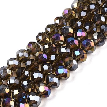 Electroplate Glass Beads Strands, AB Color Plated, Faceted, Rondelle, Gray, 6x5mm, Hole: 1mm, about 84~85pcs/strand, 16.34~16.54 inch(41.5~42cm)