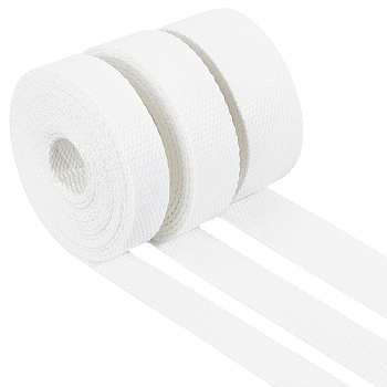 8.58 Yards 3 Styles Flat Polycotton Band, Webbing Strap for Bag Strap Making, with 3Pcs Plastic Wire Twist Ties, White, 20~32x1.5~2mm, 2.86m/style