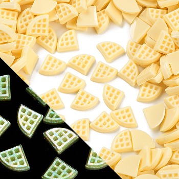 Luminous Resin Imitation Chocolate Decoden Cabochons, Glow in the Dark, Lemon Chiffon, Triangle, 8.5x11.5x3mm