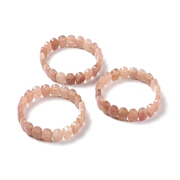 Natural Strawberry Quartz Oval Beaded Stretch Bracelet, Gemstone Jewelry for Women, Inner Diameter: 2-1/8 inch(5.4~5.5cm)