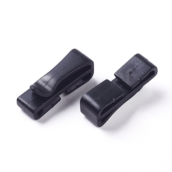 Plastic Webbing Ending Clips, Quick Slip Keeper Connect Buckles, for Backpack Adjusting Strap, Black, 30.5x9.3x12mm, Hole: 1.7~2.7x26.6mm